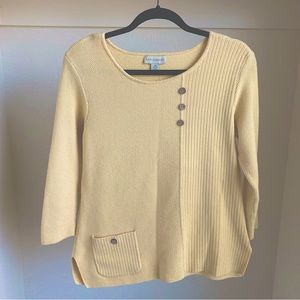 Appleseed’s Light Yellow 100% Cotton Knit Boho Hipster Sweater Medium